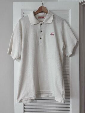 Vintage rare Calvin Klein Cream Polo with Pink CK Embroidery